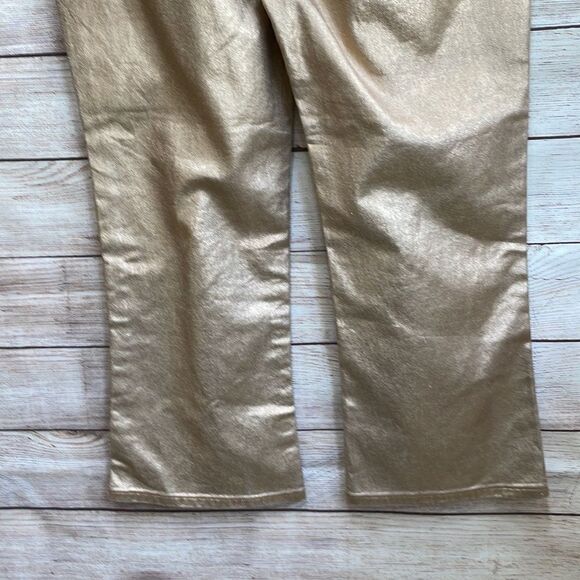 ANTHROPOLOGIE PILCRO HIGH RISE FLARE JEANS‎ IN ROSE GOLD METALLIC - Picture 7 of 8